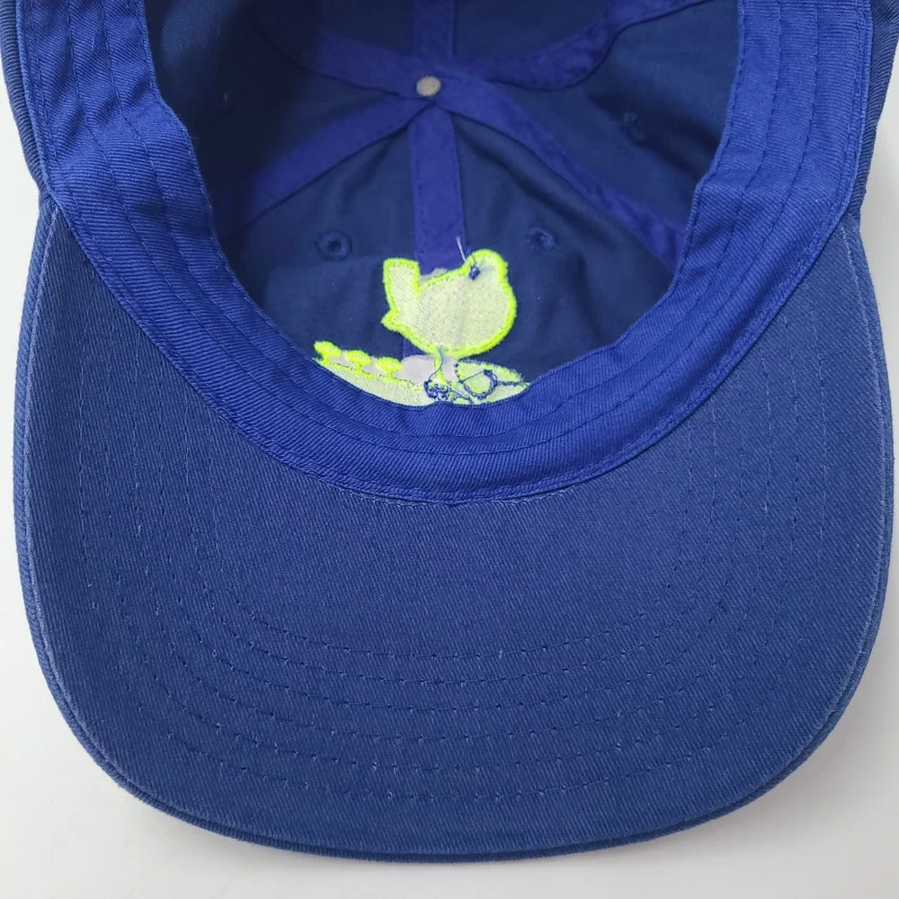 Woodstock Hat Strapback (Fits Small) Blue Yellow Music Festival Bird Guitar Logo